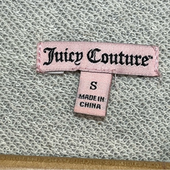 Juicy Couture Sweatshirt Womens Small Gray Full Zip Rhinestones Diamond Pearls - Picture 4 of 11